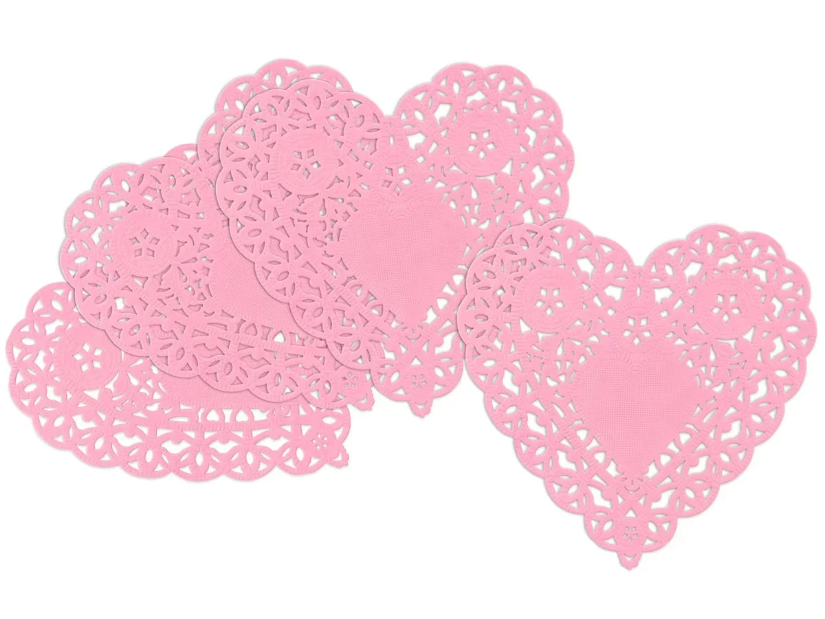 Small Pink Paper Heart Doilies - Set of 100 - US 5488