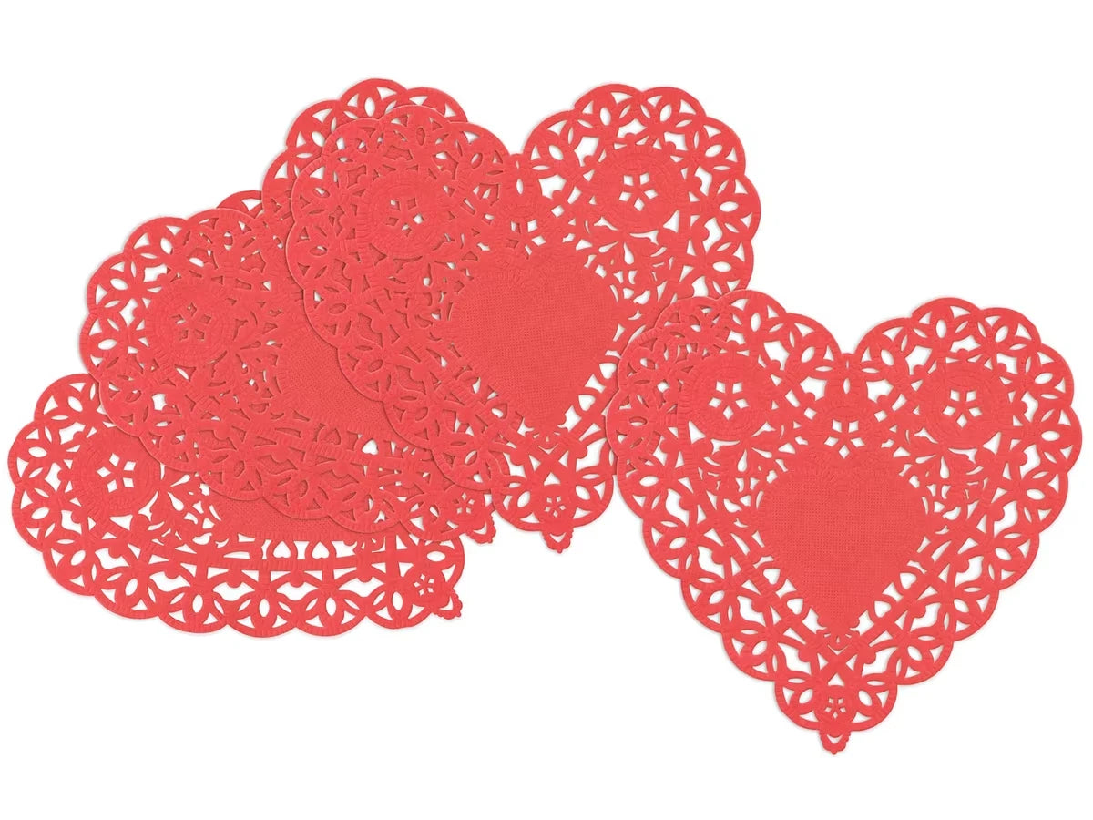 Small Red Paper Heart Doilies - Set of 100 - US 7525