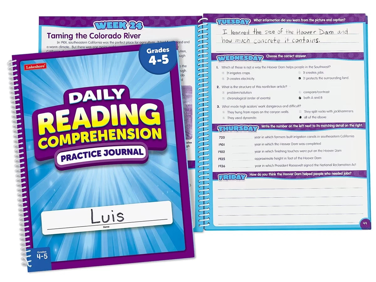 Reading Comprehension Daily Practice Journal - Gr. 4-5 - US 3513
