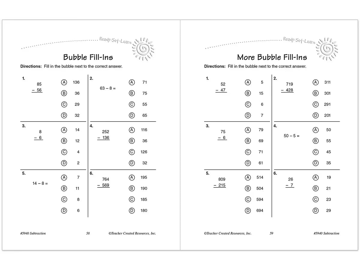 Subtraction Workbook - US 7230