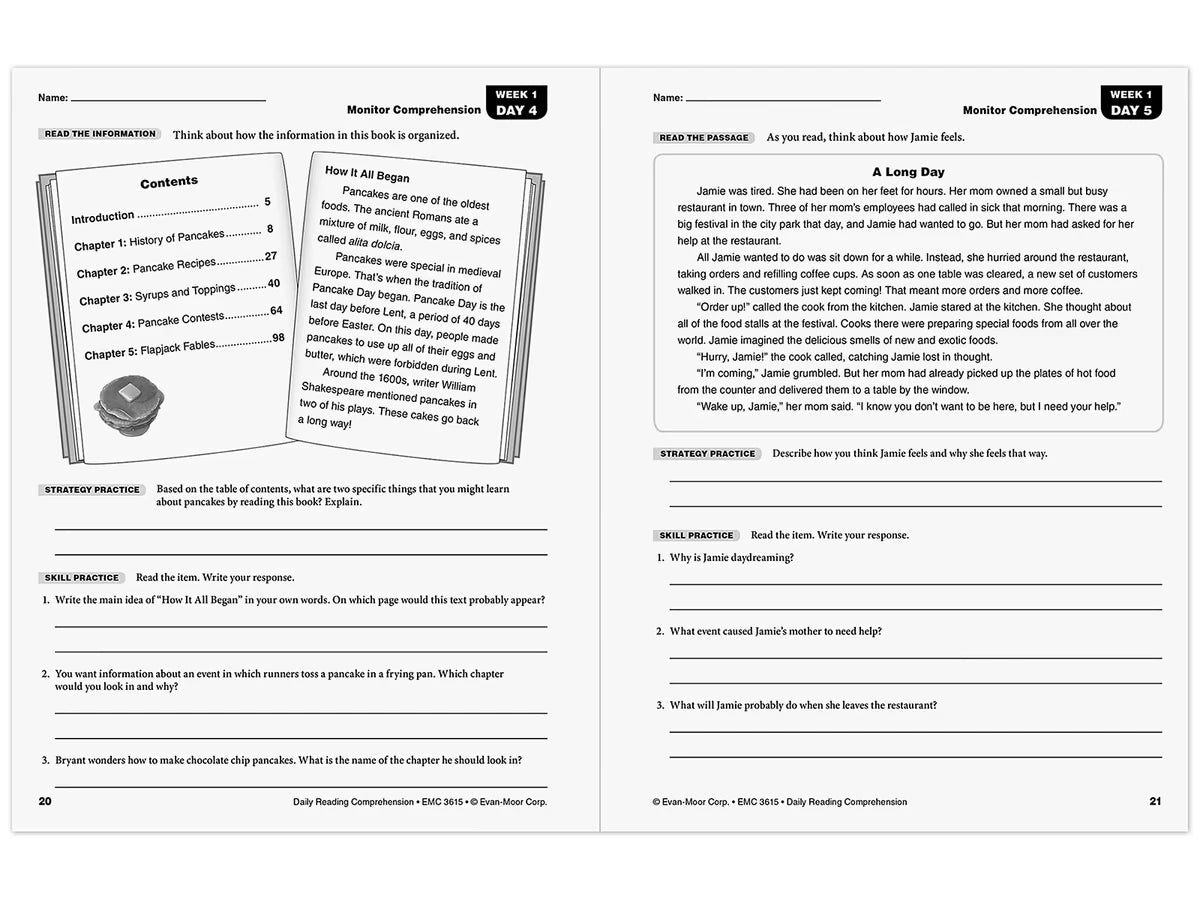 Daily Reading Comprehension Activities Workbook - Gr. 5 - US 8797