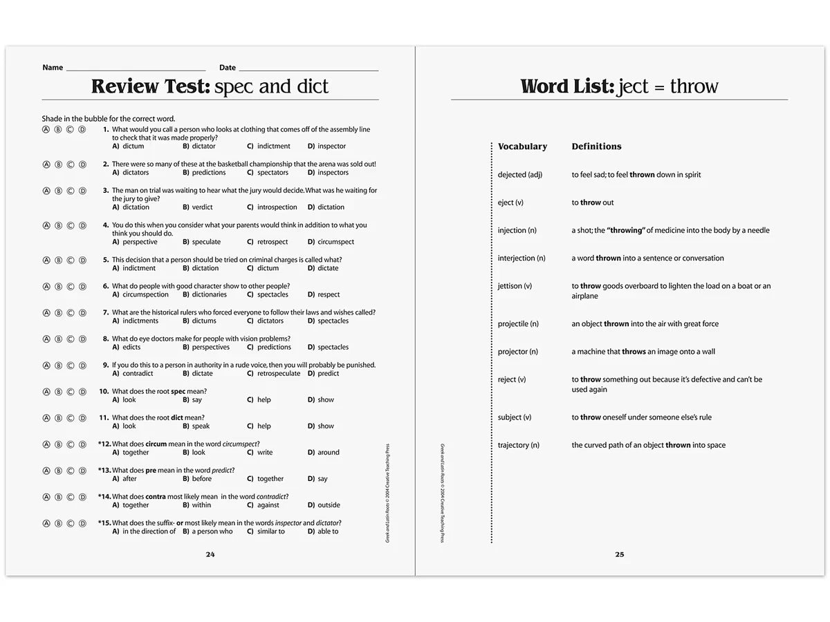 Greek & Latin Roots Workbook - US 2509