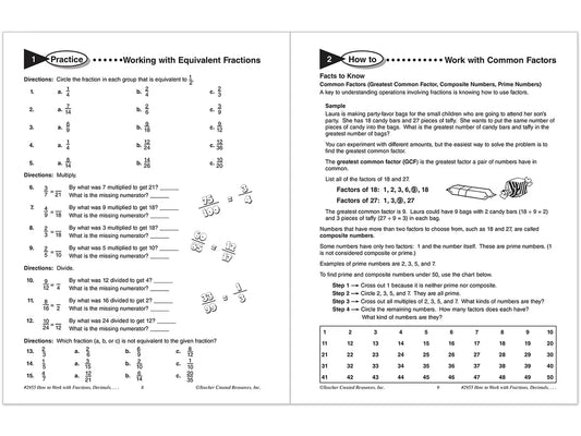 How to Work with Fractions, Decimals & Percents Workbook - US 9438