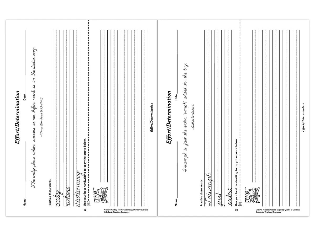 Cursive Writing Practice with Inspiring Quotes Workbook - US 1899