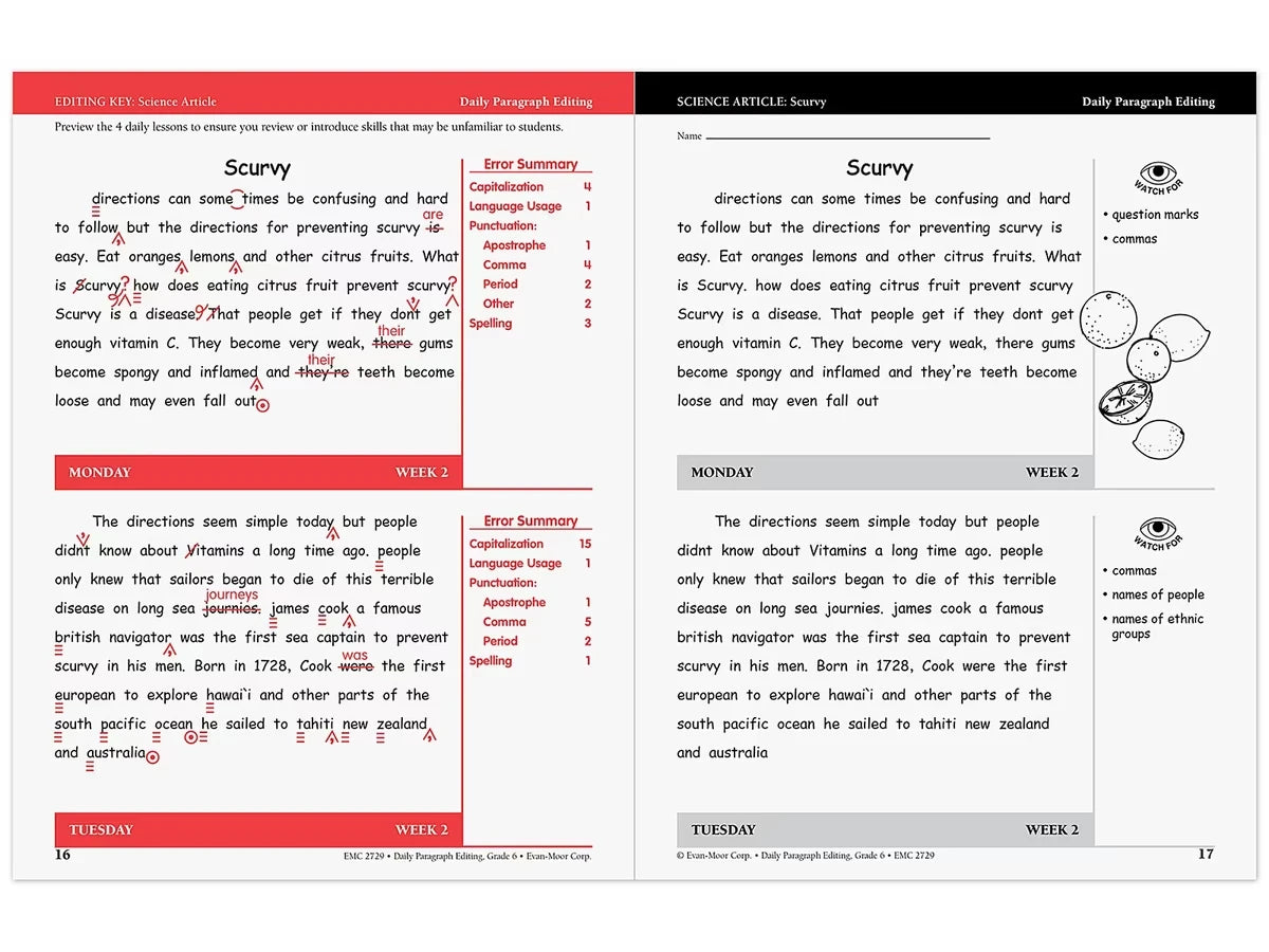 Daily Paragraph Editing Workbook - Gr. 6 - US 2895