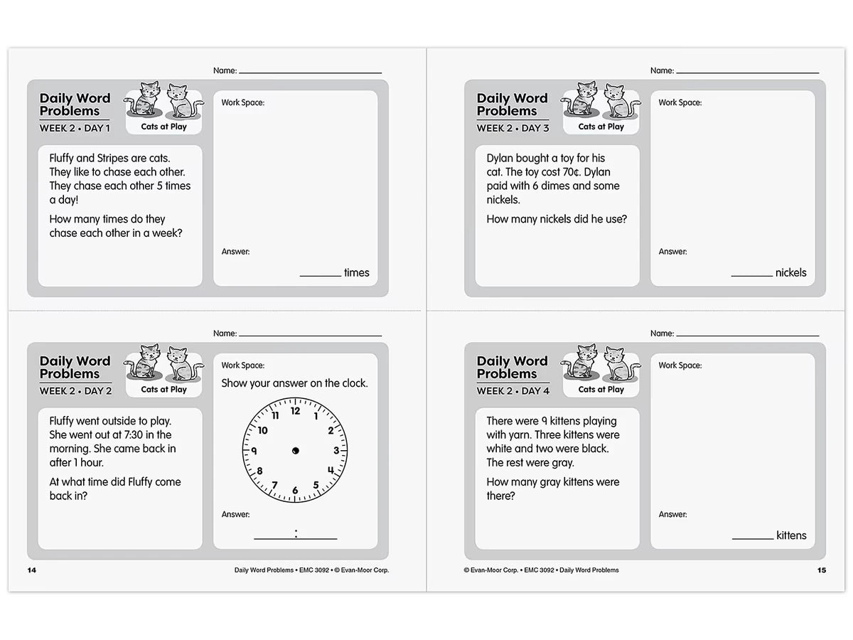 Daily Word Problems Workbook - Gr. 2 - US 6466