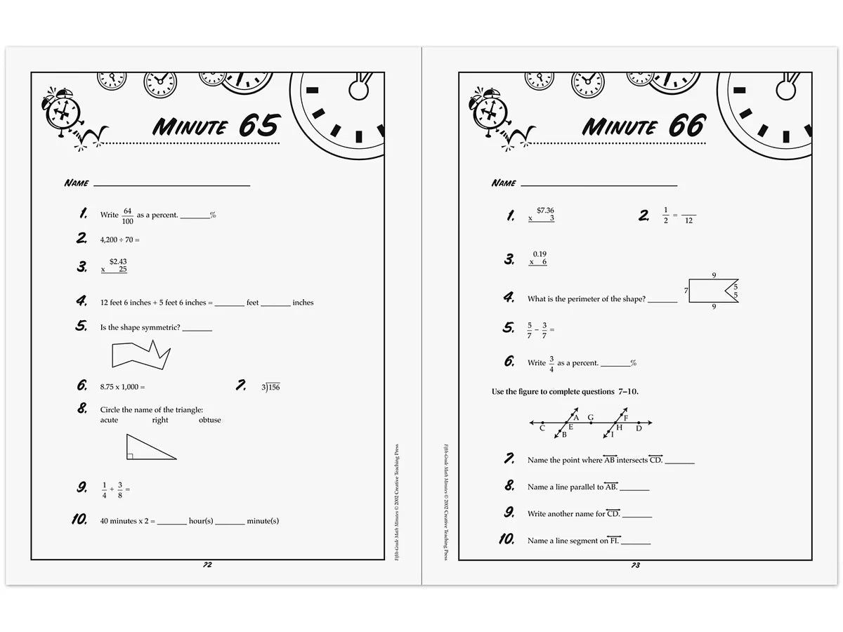 Math Minutes Workbook - Gr. 5 - US 6722