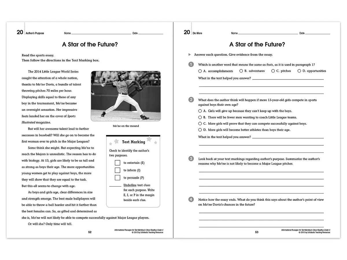 Text Marking & Close Reading Workbook - Gr. 4 - US 5970