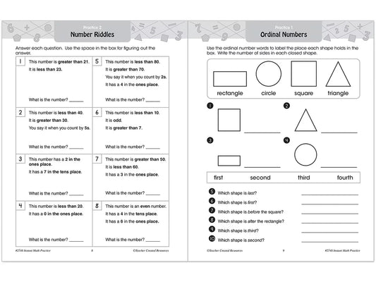 Instant Math Practice Workbook - Gr. 1 - US 1029