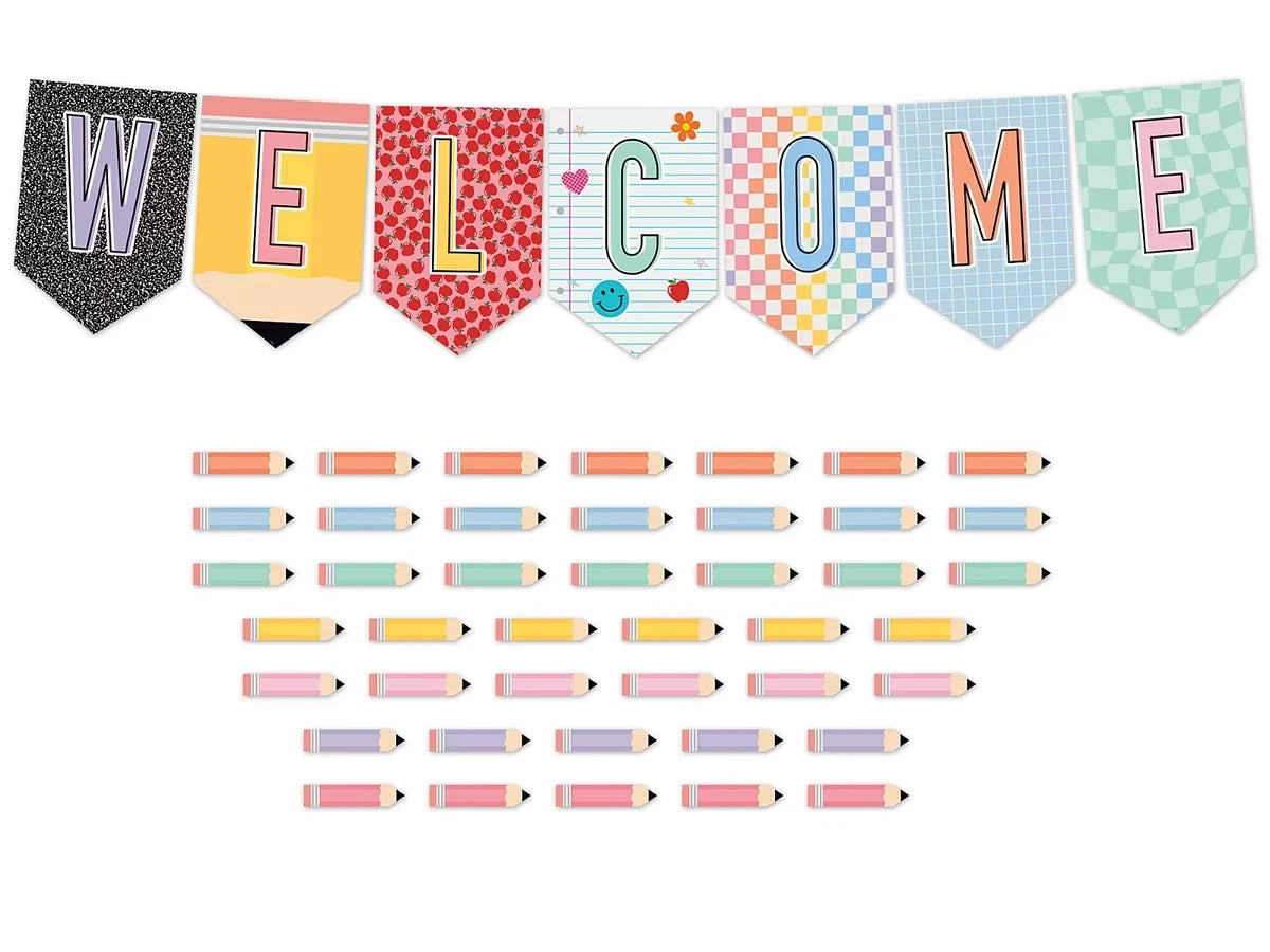 Cool for School Welcome Pennant Bulletin Board Set - US 1326
