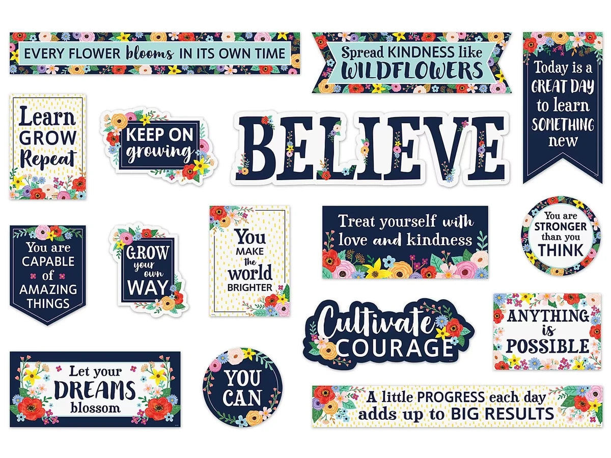 Wildflowers Motivational Bulletin Board Set - US 9186