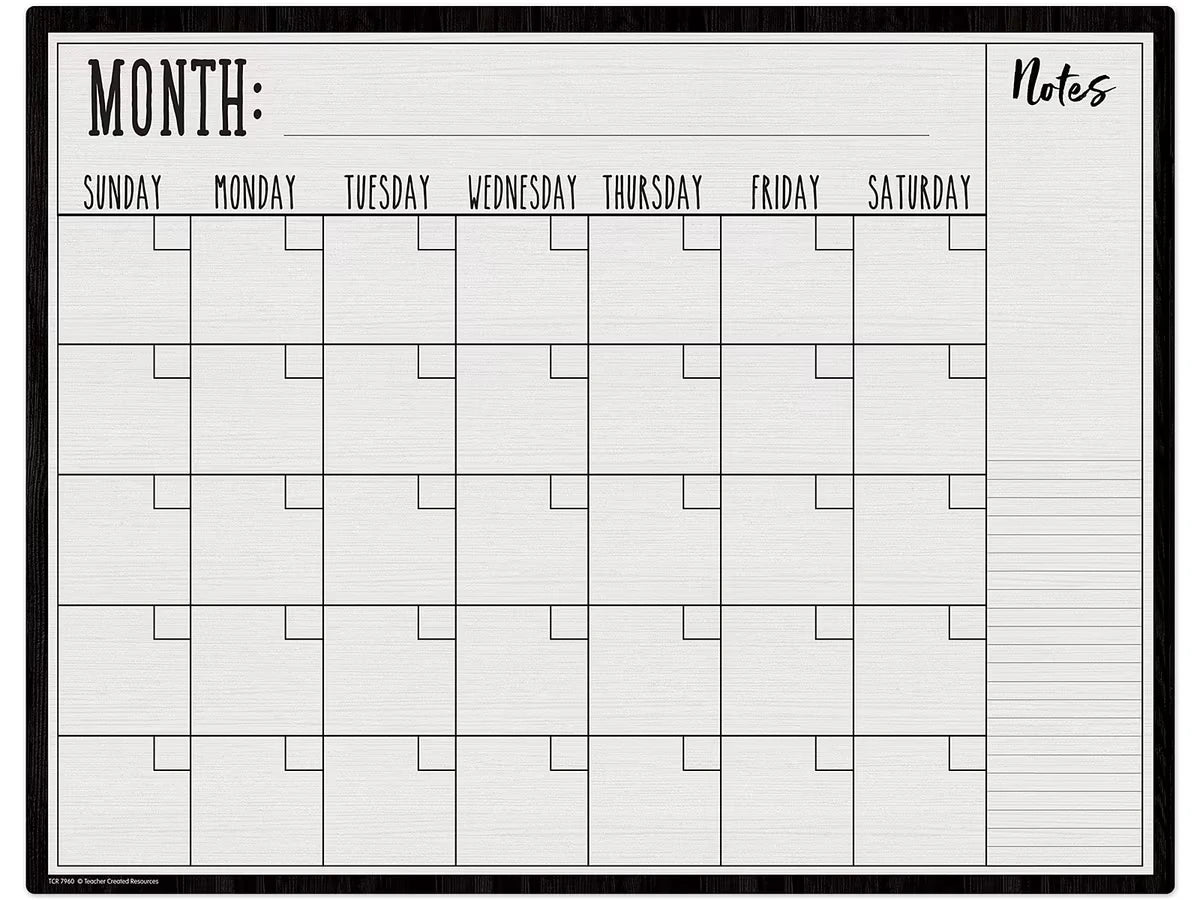 Modern Farmhouse Write & Wipe Classroom Calendar - US 5487
