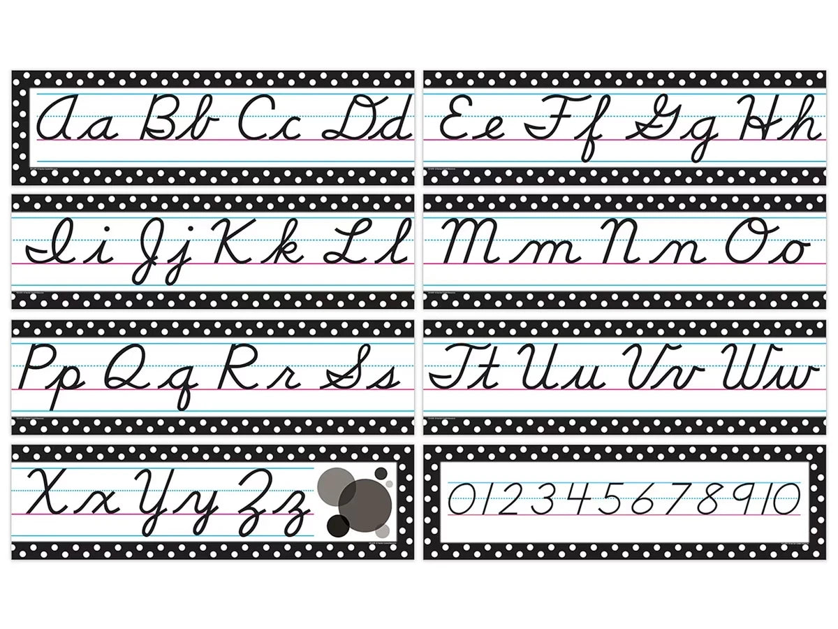 Black Polka Dot Cursive Bulletin Board Set - US 7211