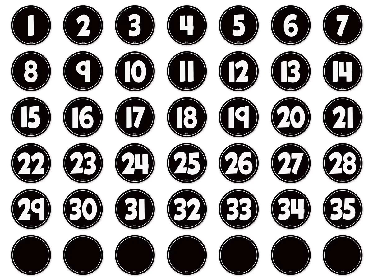 Black-And-White Numbers Magnetic Accents - US 5088