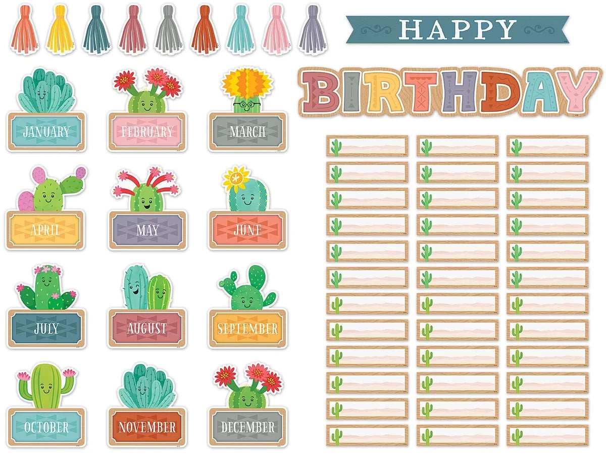 Happy Cactus Crew Birthday Bulletin Board Set - US 9724
