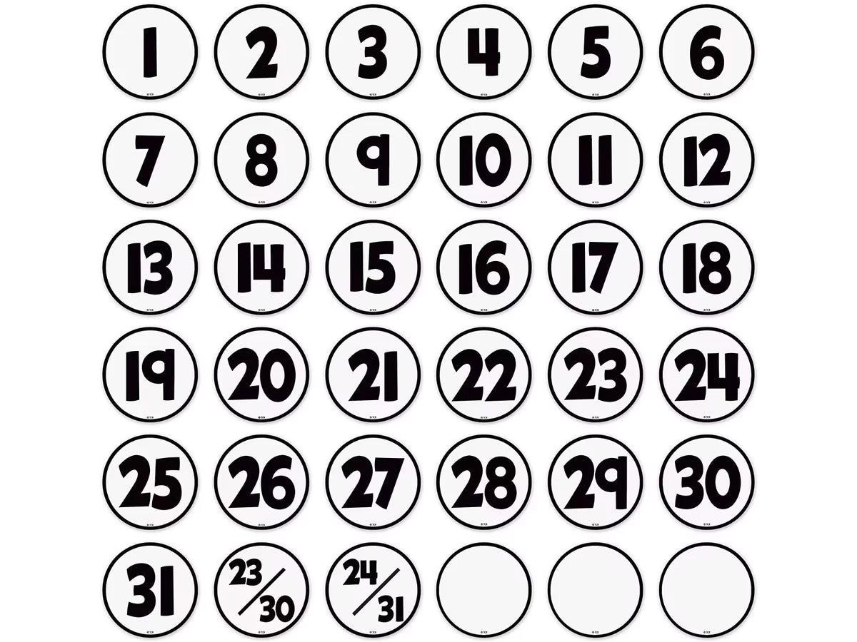Black & White Calendar Mini Accents - US 6294