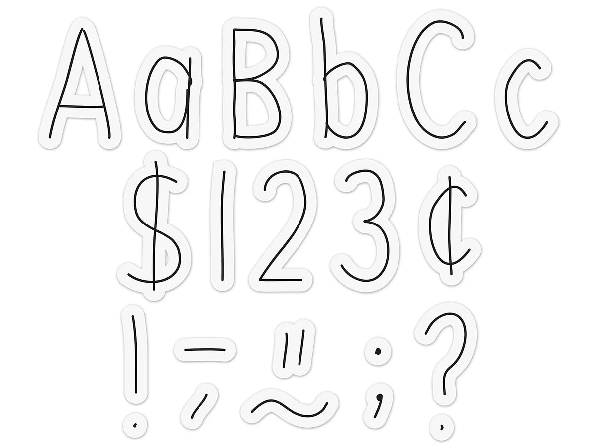 Black-On-White 4" Hand-Drawn Punch-Out Letters - US 4560