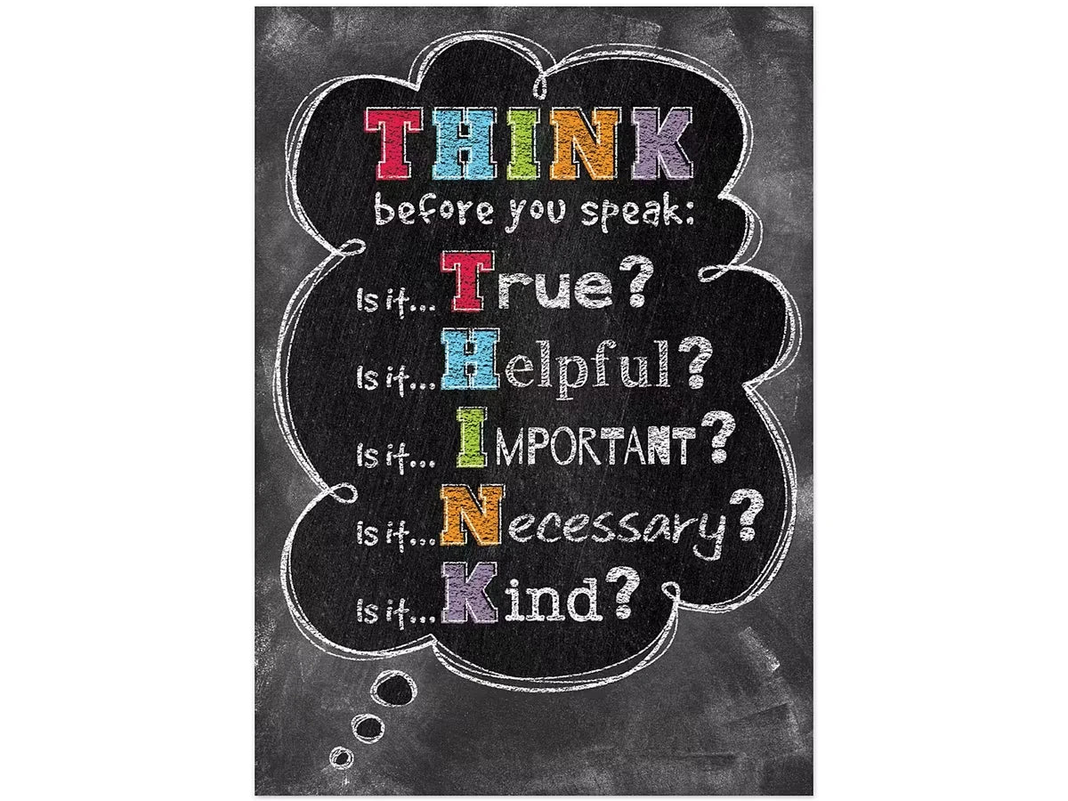 Chalk It Up! Think Before You Speak Poster - US 1300
