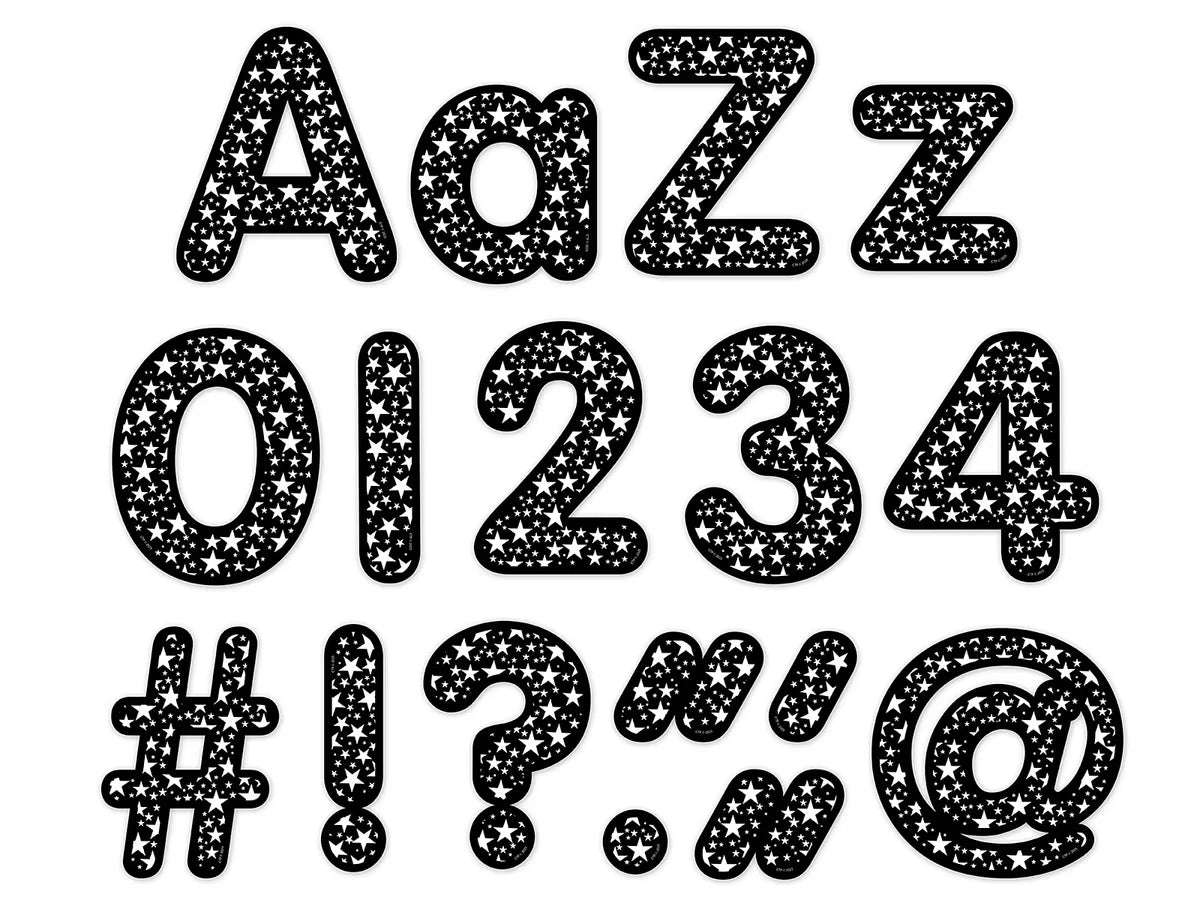 Stars on Black 4" Punch-Out Letters - US 3750
