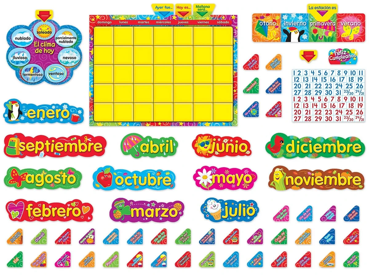 Spanish Write & Wipe Calendar Bulletin Board Set - US 3113