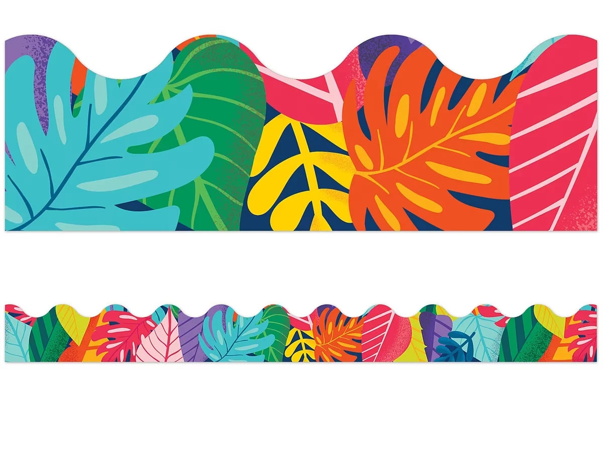 One World Colorful Leaf Scalloped Border - US 5214