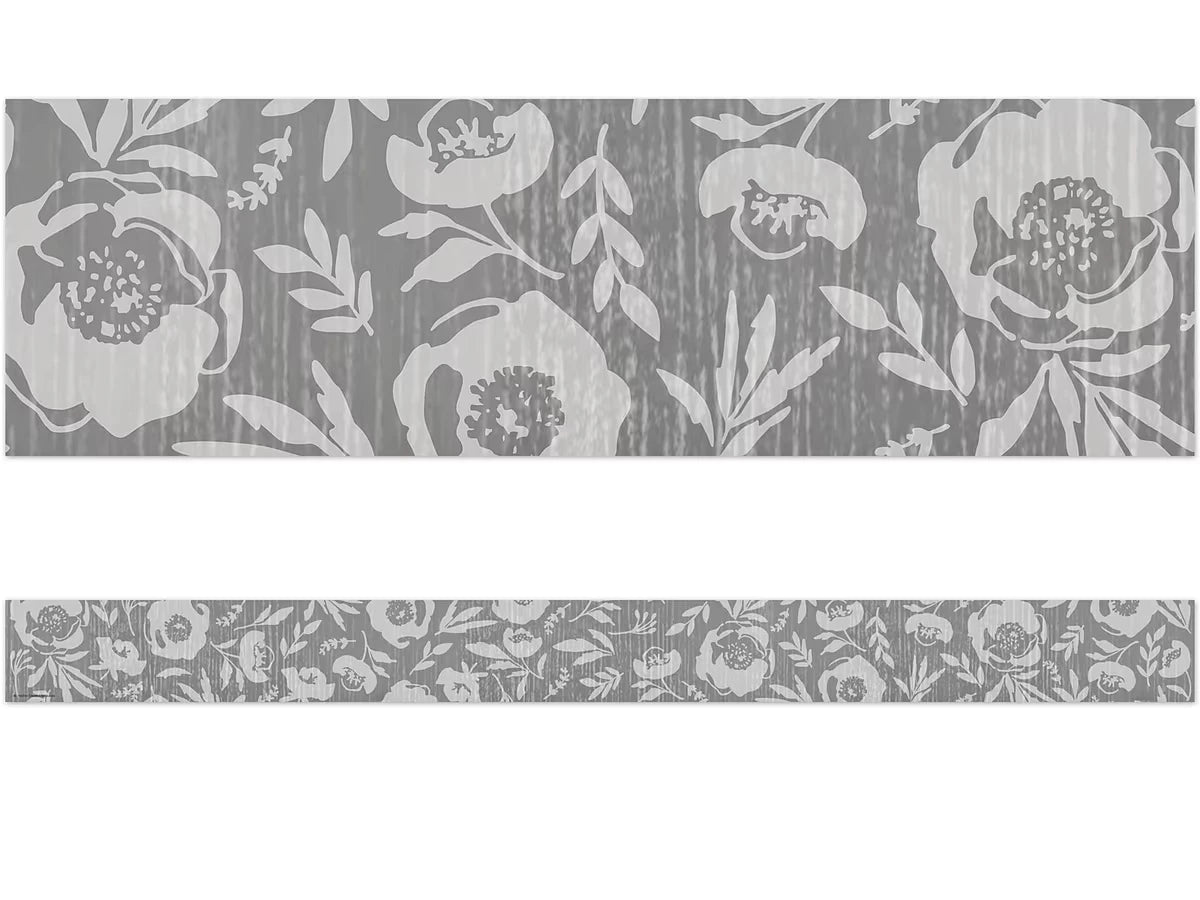 Classroom Cottage Gray Floral Border - US 4049