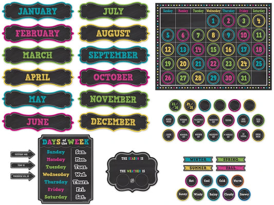 Chalkboard Brights Calendar Bulletin Board Set - US 3155
