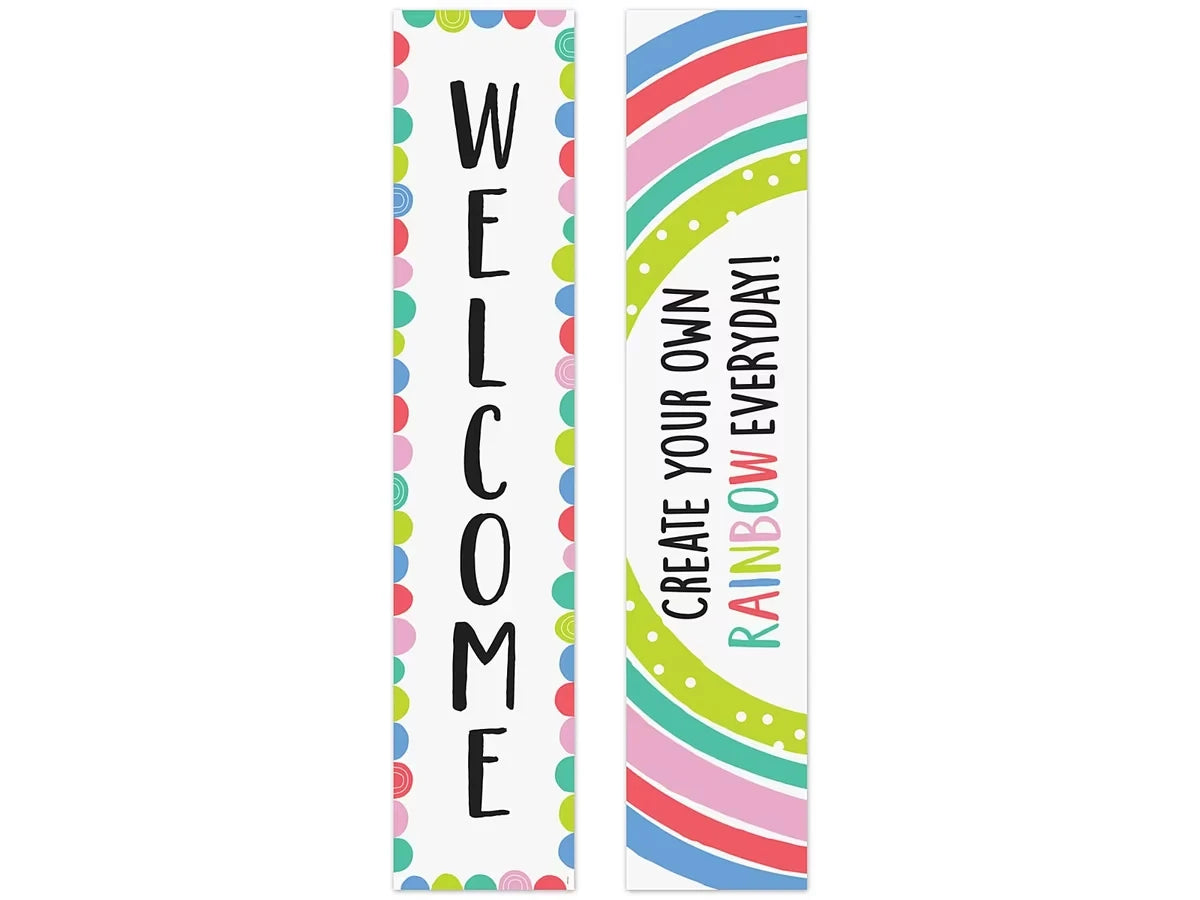 Rainbow Doodles Welcome Double-Sided Banner - US 2744