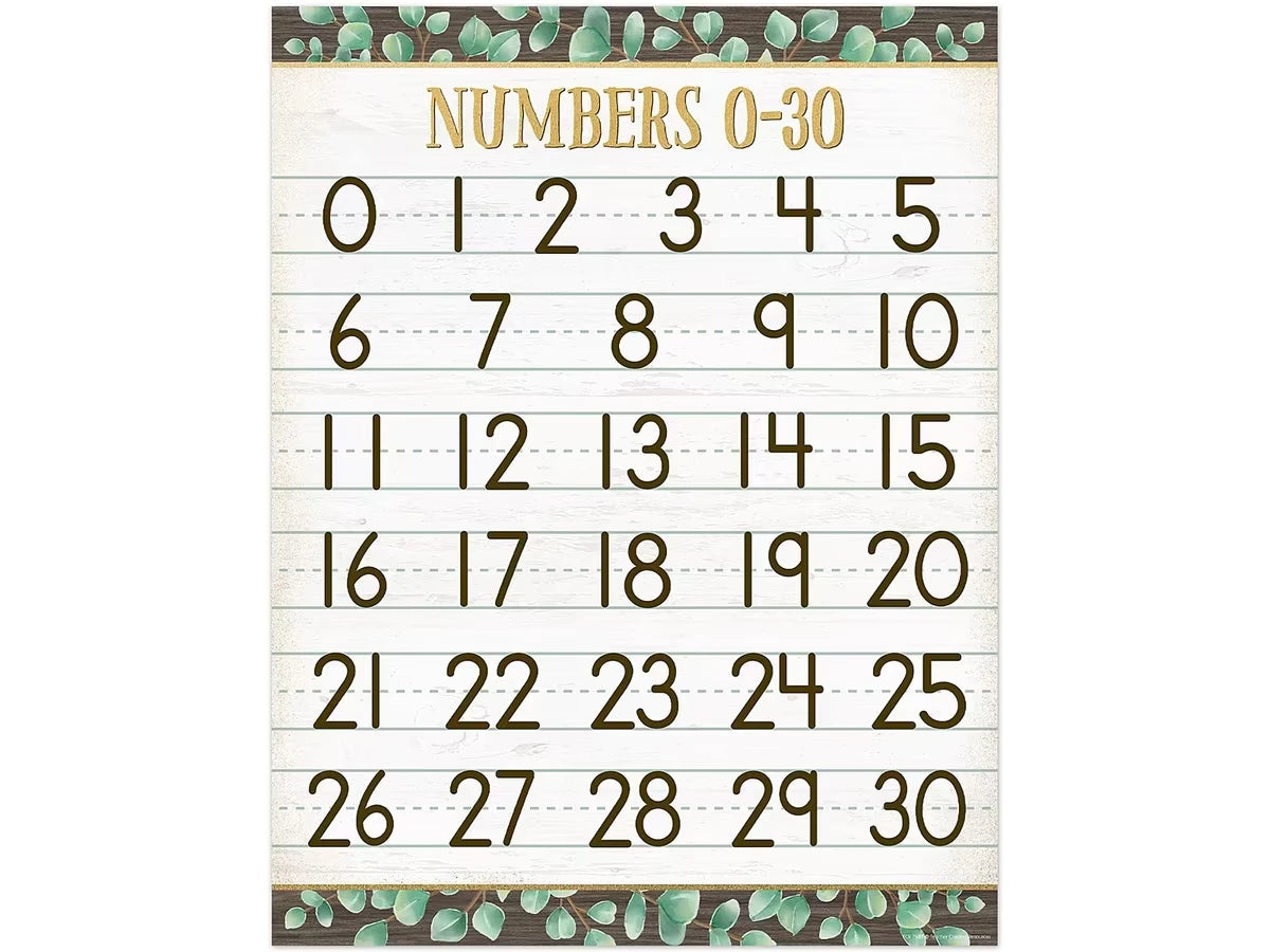Eucalyptus Numbers 0-30 Poster - US 6467