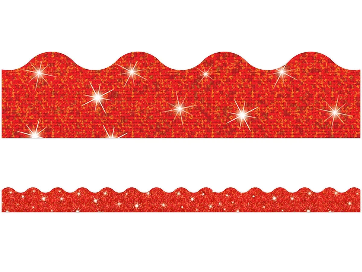 Red Sparkle Scalloped Border - US 2890