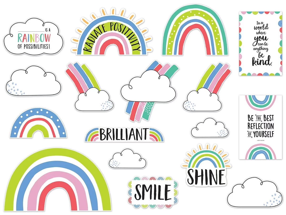 Rainbow Doodles Motivational Bulletin Board Set - US 7939
