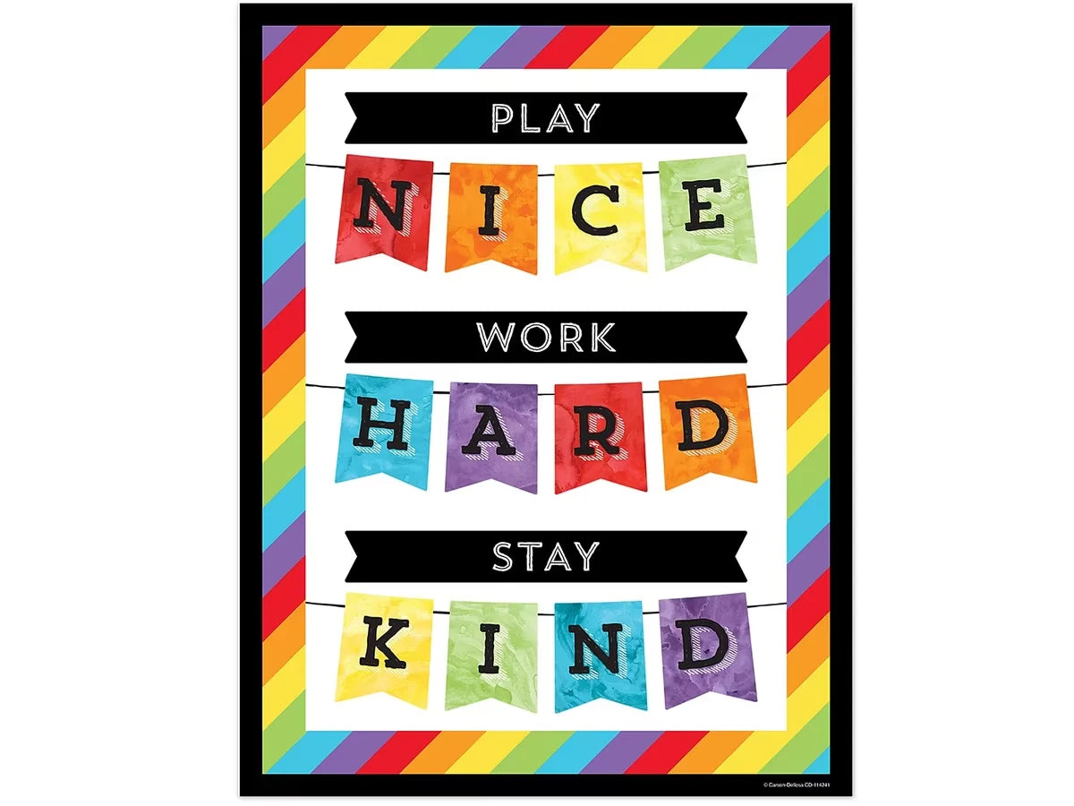 Celebrate Learning Play Nice, Work Hard, Stay Kind Poster - US 9584