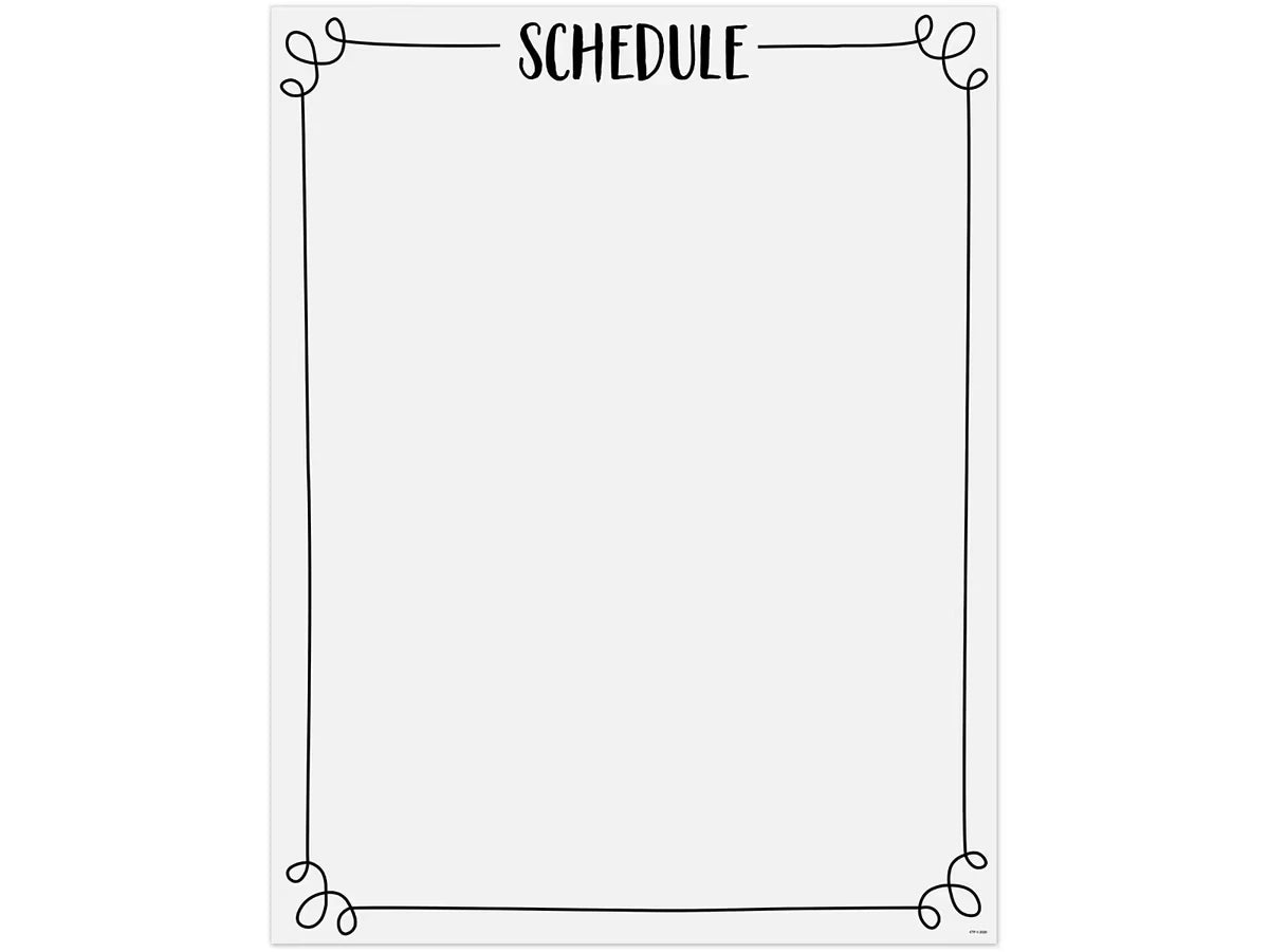 Black & White Classroom Schedule Poster - US 5871