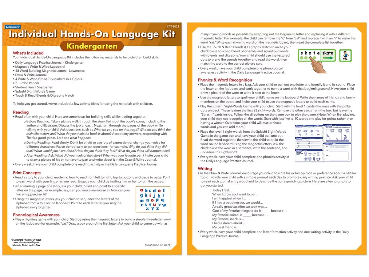 Individual Hands-On Language Kit – Kindergarten - US 1593