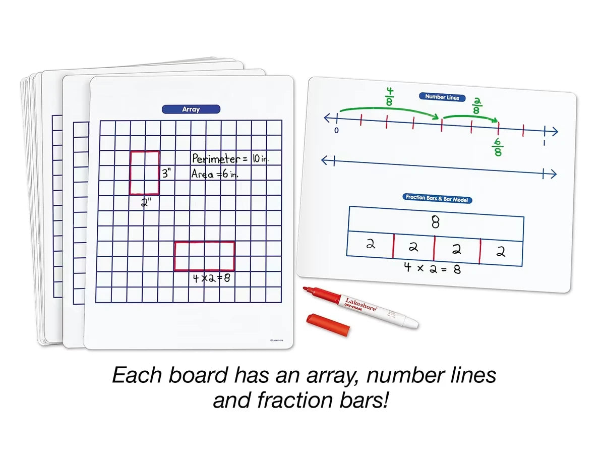 Building Math Skills Write & Wipe Boards - Gr. 3-5 - Set of 30 - US 4606