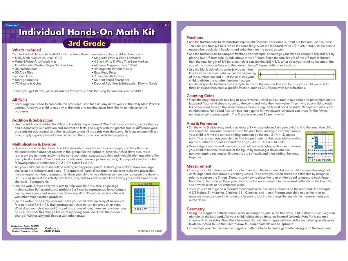 Individual Hands-On Math Kit – Gr. 3 - US 8112