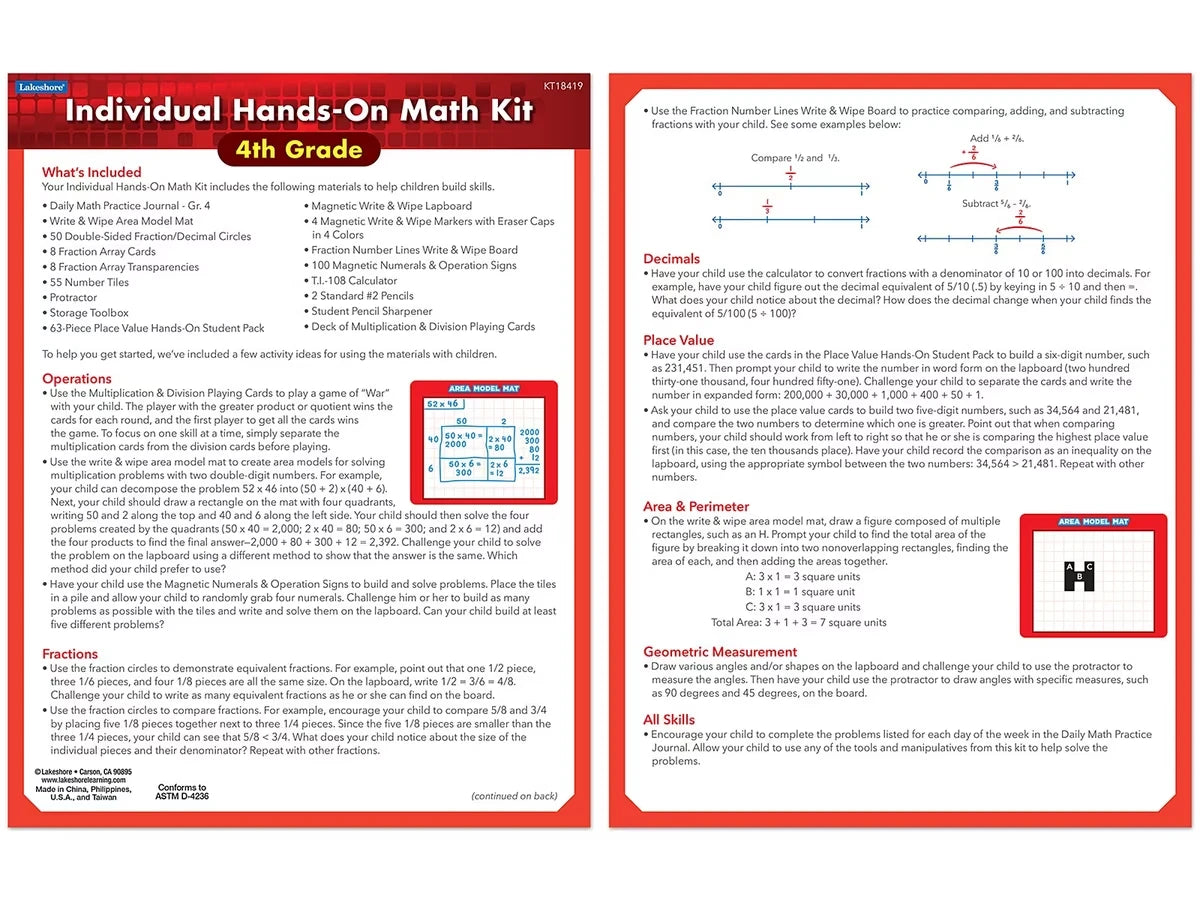 Individual Hands-On Math Kit – Gr. 4 - US 6773