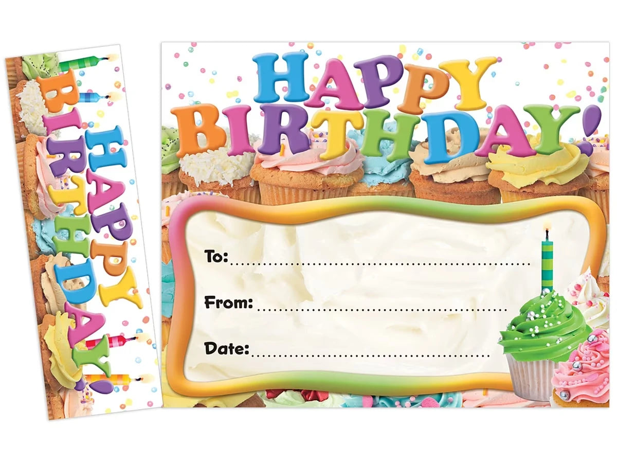Cupcake Bookmark Birthday Certificates - US 1340