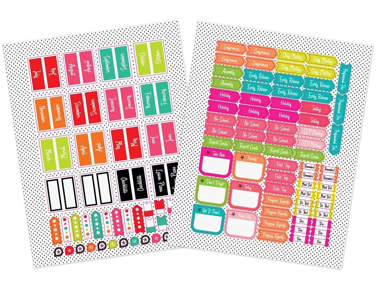 Black, White & Stylish Brights Lesson Plan & Record Book - US 9858
