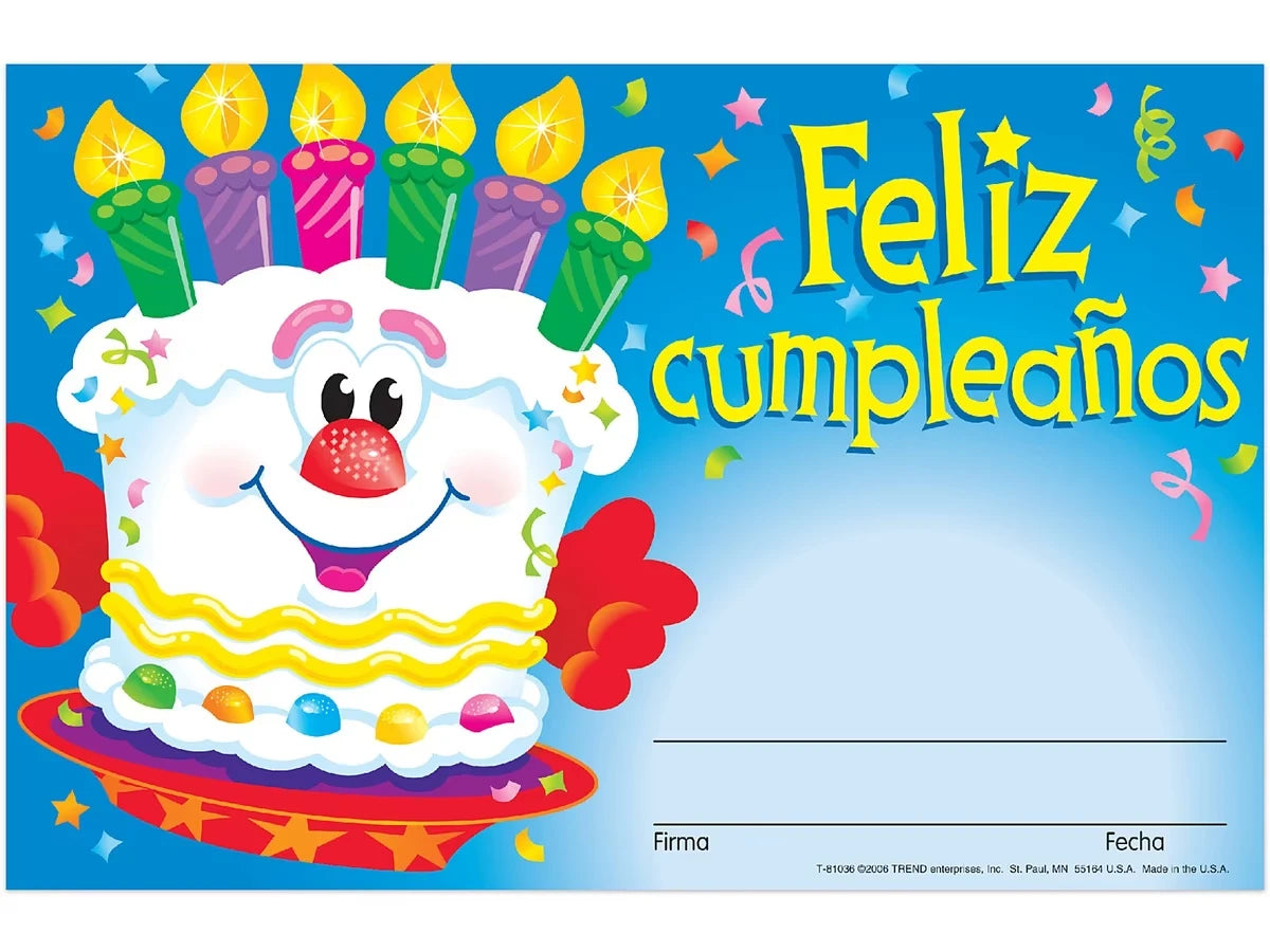 Feliz cumpleaños Birthday Certificates - US 6734
