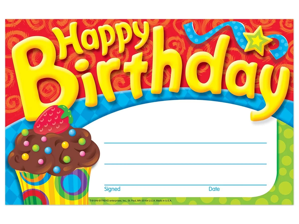 Cupcake Birthday Certificates - US 5236