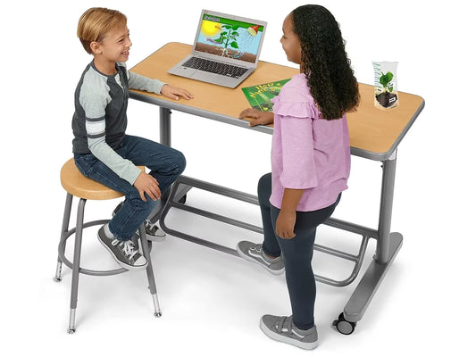 Flex-Space Mobile Standing Desk for Two - Maple - US 3137