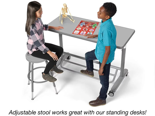 Flex-Space Height-Adjustable Stool - Gray - US 9854