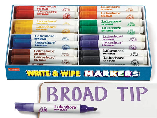 Write & Wipe Broad-Tip Markers - Class Pack - US 9937