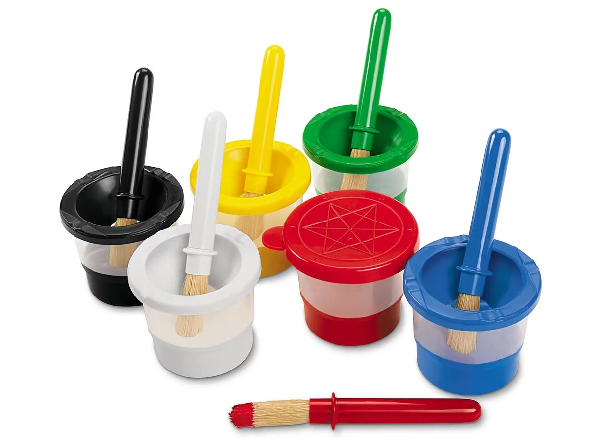 Mini No-Spill Paint Cups & Brushes - Set of 6 - US 5056