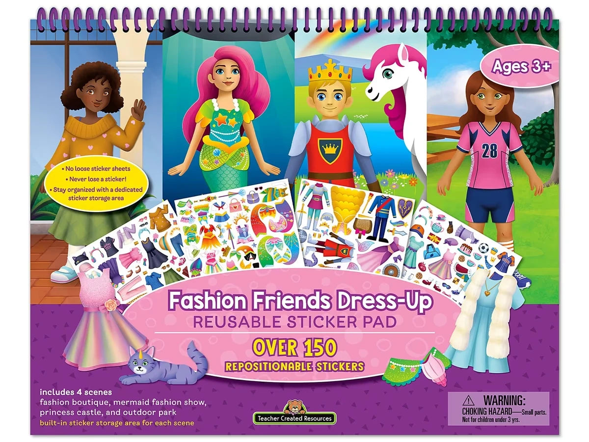 Fashion Friends Dress-Up Reusable Sticker Pad - US 6404