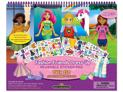 Fashion Friends Dress-Up Reusable Sticker Pad - US 6404
