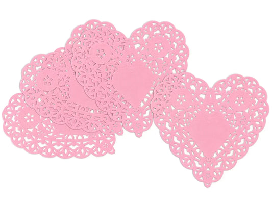 Small Pink Paper Heart Doilies - Set of 100 - US 5488