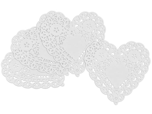 White Paper Heart Doilies - Set of 100 - US 1788