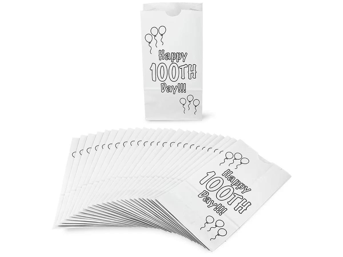 Design-Your-Own Happy 100th Day! Bags - Set of 25 - US 2154
